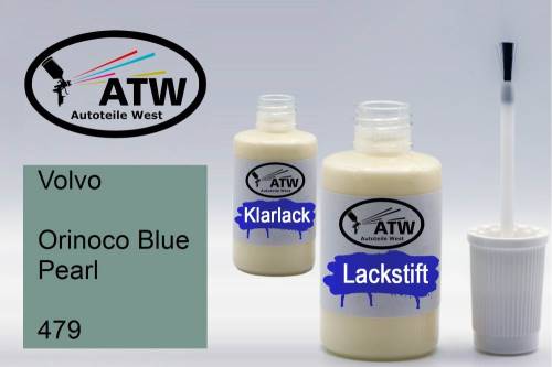 Volvo, Orinoco Blue Pearl, 479: 20ml Lackstift + 20ml Klarlack - Set, von ATW Autoteile West.